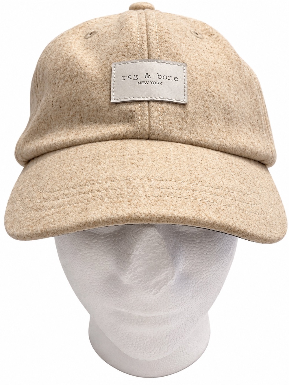 Rag & Bone New York Hat Beige Wool Blend Logo Baseball Cap Adjustable OS